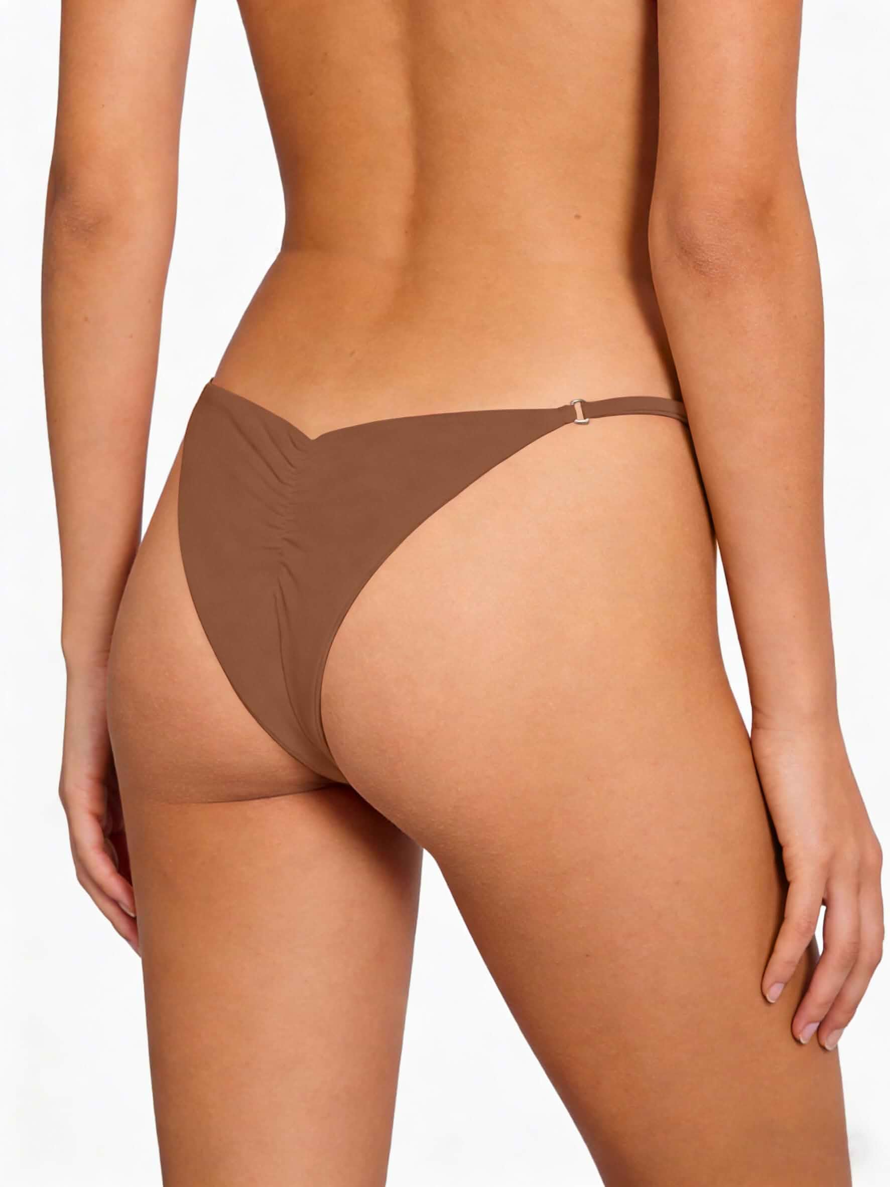 HYTENSUN Women's Low Rise Bikini Bottom with Side Straps Cheeky Cut Strappy Thong Swim Bottom Stretchy Swimsuit Brief
