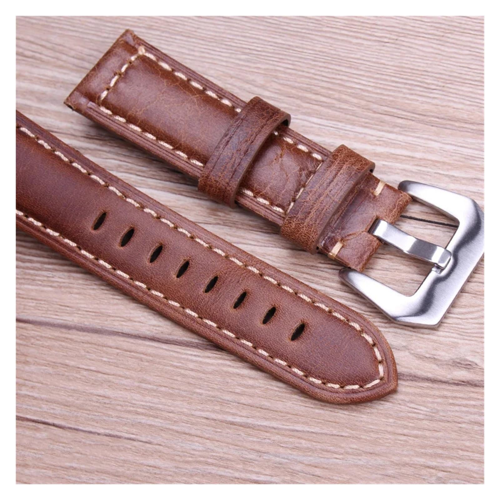 Genérico NASUNJIA Correas De Reloj Retro De Cuero Genuino Marrón For Hombre, 20 Mm, 22 Mm Y 24 Mm, Correa De Reloj Suave Con Hebilla De Metal.