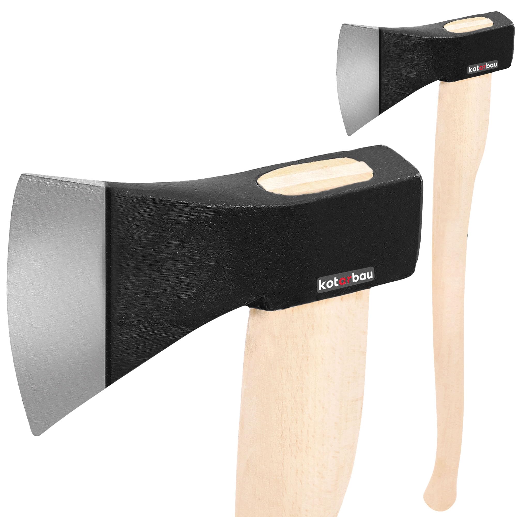 KOTARBAU Hacha forjada 2,0 kg Longitud total 792 mm con mango de madera Hacha para hendidura de madera Hacha de cañón Martillo de madera