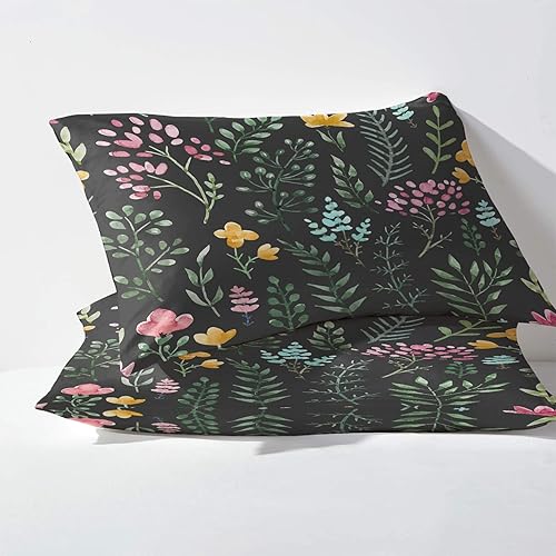 Miniatura 10 de Juego de sábanas de 4 piezas con estampado de palmeras oceánicas y fundas de almohada, tamaño Queen, sábana bajera ajustable de microfibra suave con