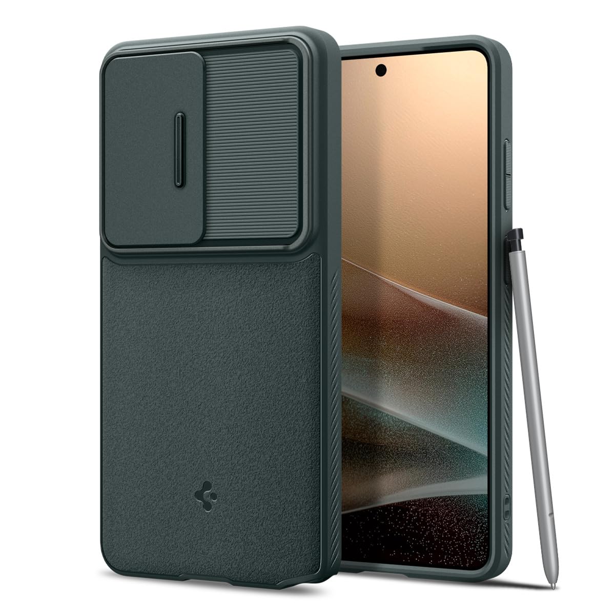 Spigen Optik Armor für Samsung Galaxy S26 Ultra Hülle [Kamera-Schutz] Case, Militärgeprüfter Schutz Handyhülle –Abyss Green