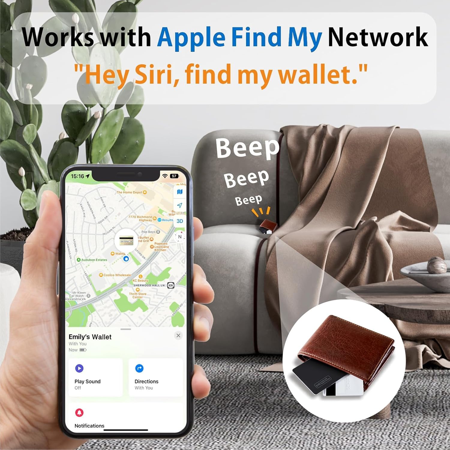 FineTrack Slim Bluetooth-Tracker für Apple Find My (iOS), IP68 Wasserdichter wiederaufladbarer Kartenfinder für Wallet, Reisepass, Gepäck — ultradünner SmartTag