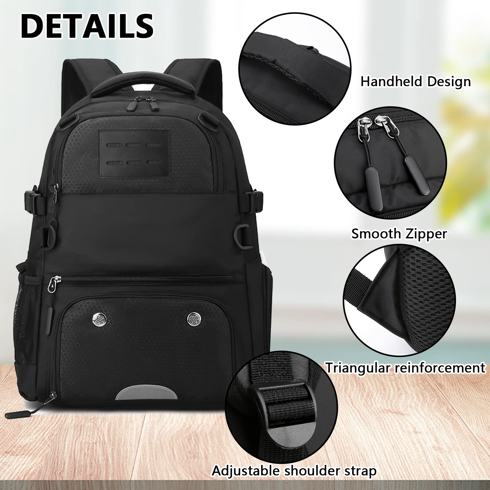 Zaino da basket con scomparto a sfera separato e scomparto per scarpe si adatta al computer portatile da 15,6 pollici con borsa portatile extra una pompa a sfera a mano e 2 aghi