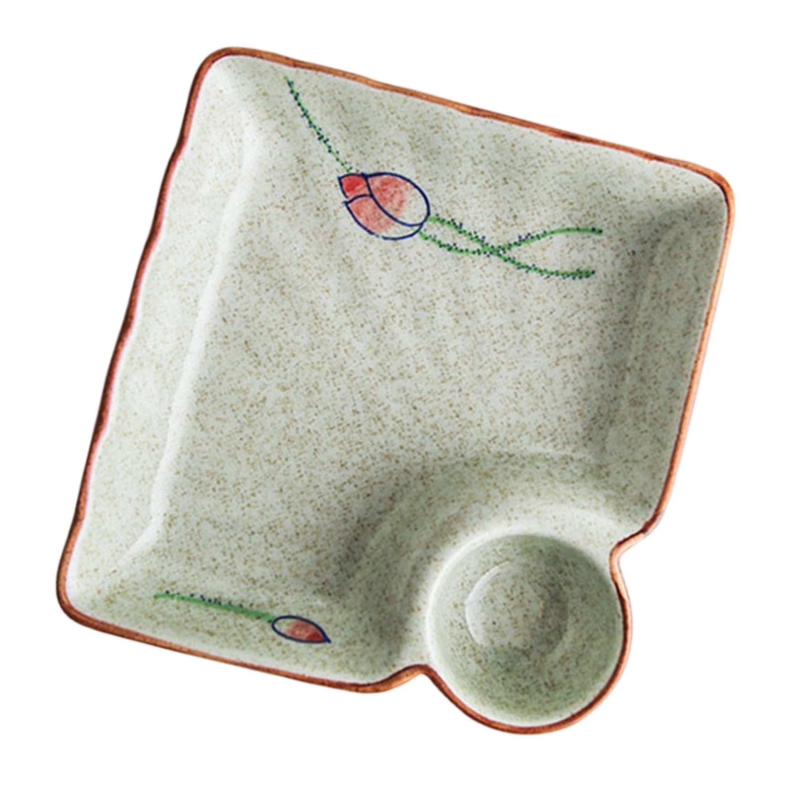 ZWWAAZHF Multifunctional Square Ceramic Plate Including Hand Painted Vinegar Ideal for Serving Dumplings Dim Sum Dumpling Plate with Sauce
