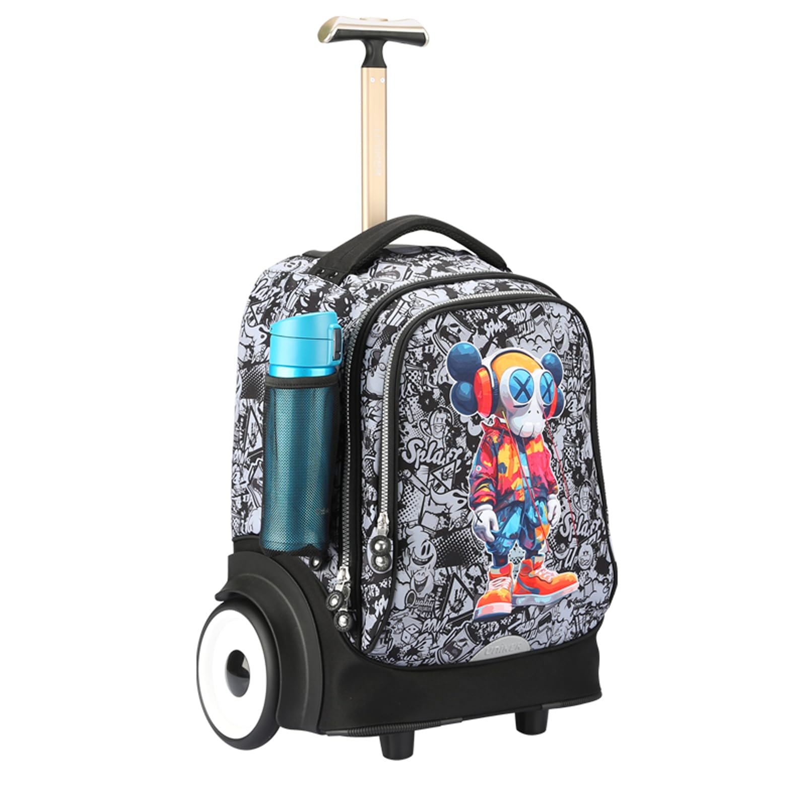 UNIKER Rolling Laptop Bag for Laptop,Wheeled Backpack for Adult,Wheeled Suitcase,Softside Trolley Bag with Laptop Compartment, T5- X Eyes, Medium, Rolling Bag