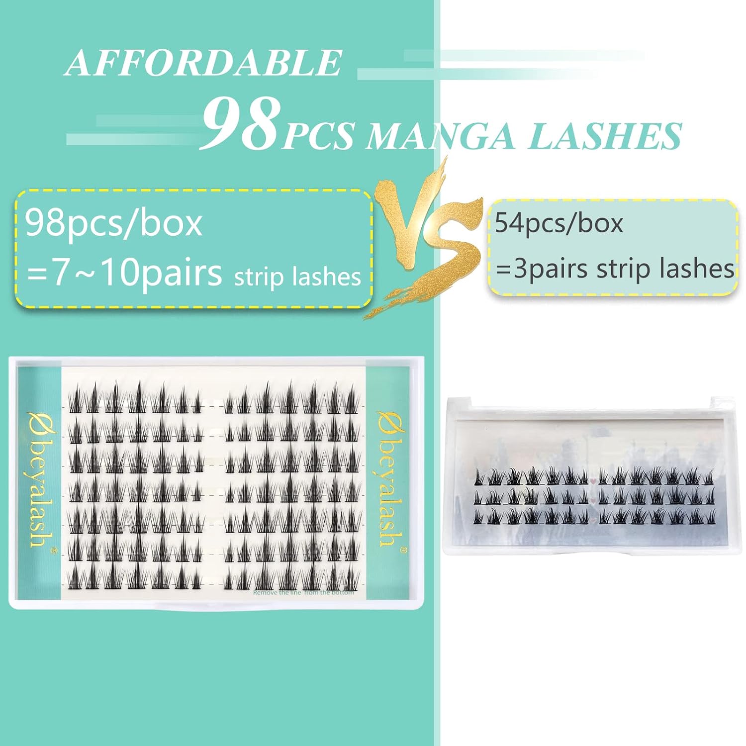 Manga Lashes Individual Cluster Lashes 98pcs Anime Lashes Natural Look Thin Cotton Band Manga Eyelashes 8-13mm Japanese Asian Natural Eyelashes Soft and Light Korean Anime Eyelashes by Obeyalash