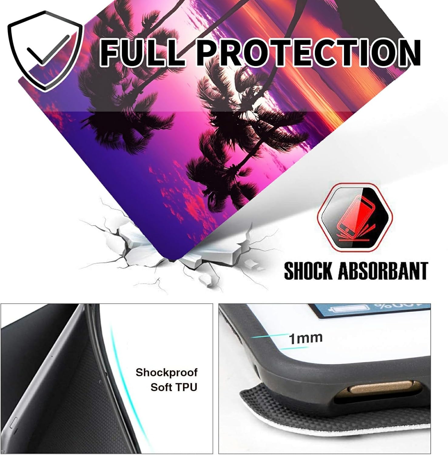 Case for Kindle Fire HD 10 & 10 Plus Tablet (13th/11th Generation, 2023/2021 Release) 10.1" PU Leather Shockproof Stand Protective Cover with Auto Wake/Sleep,Tropical Plants