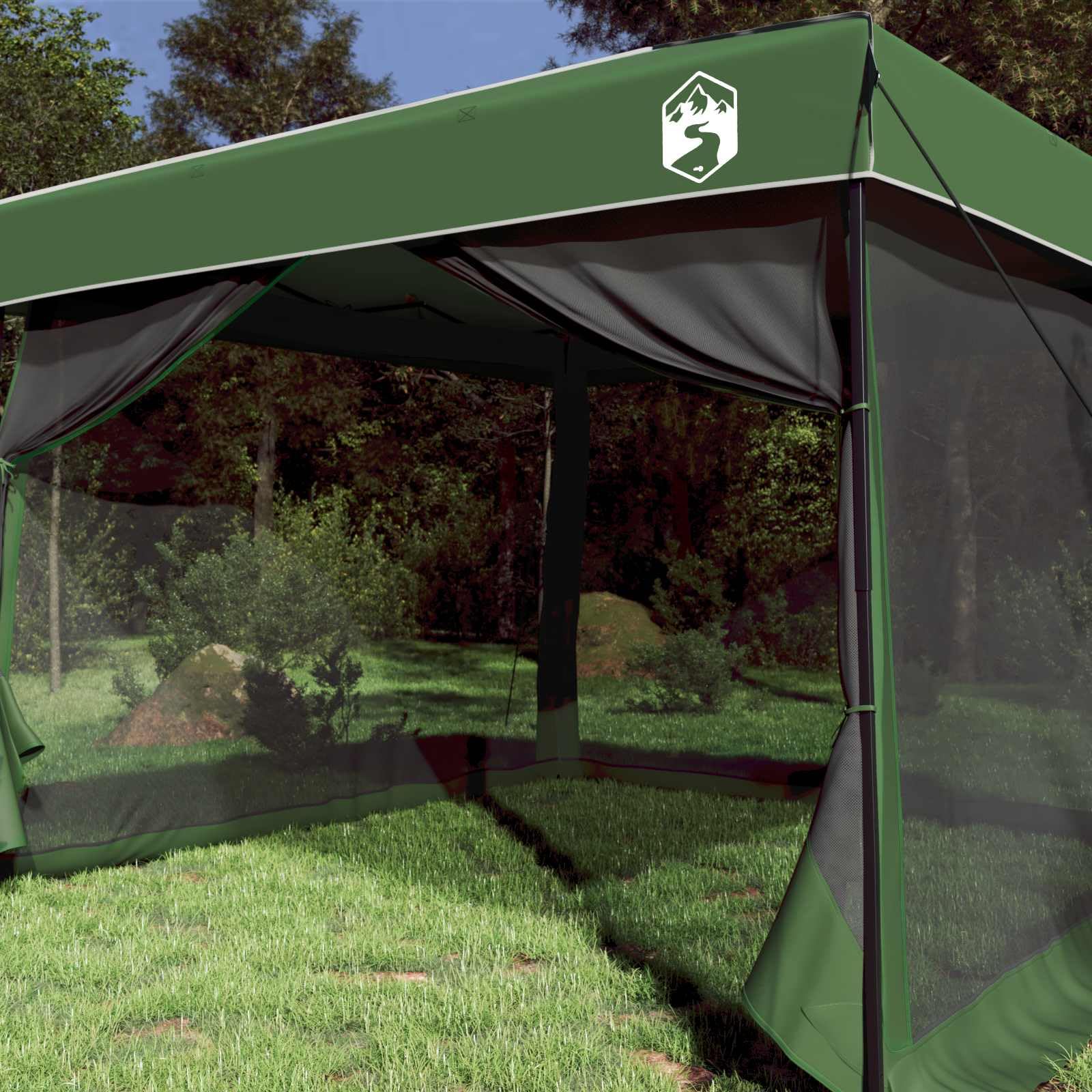Modernes Campingzelt-Set mit Vordach, 2-teiliges Zelt aus Taffeta und Stoff, Blau, 463 x 280 x 251 cm, für Garten, Terrasse und Outdoor-Events, faltbares Design mit Reißverschluss