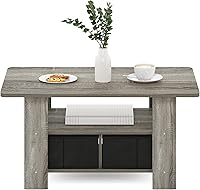 Vista 4 de Furinno Andrey - Mesa de café con cajón, color roble francés gris/negro