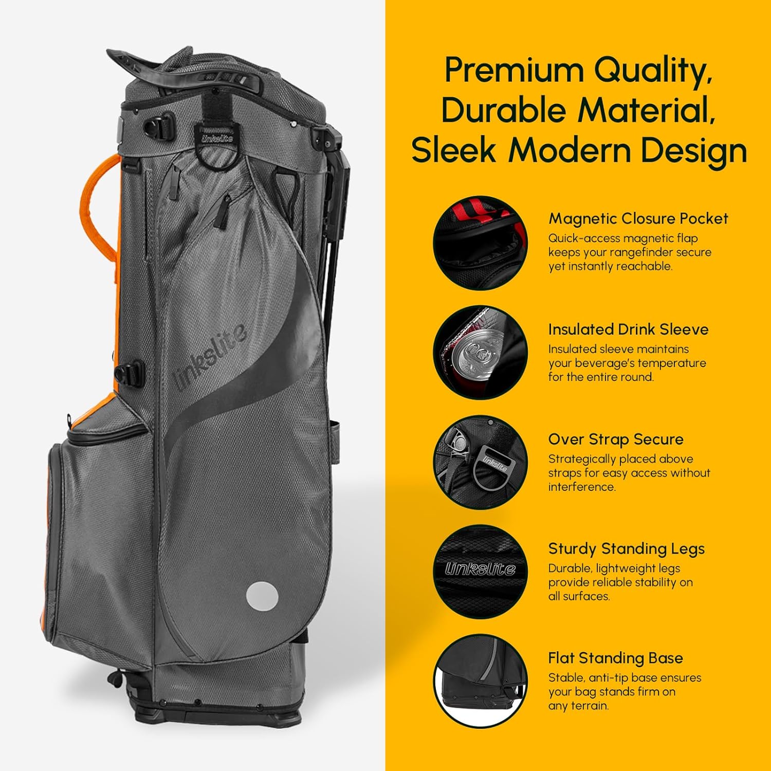 Ultra Lightweight Waterproof Golf Stand Bag with Rain Cover | Full-Length, 6 Pockets with Magnetic Access & Dual X-Strap | Easy-Carry for Men & Women