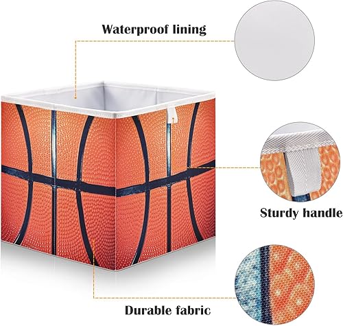 Miniatura 5 de Cubos de almacenamiento de tela plegables de baloncesto con asas, organizador cuadrado de armario, forro impermeable para guardería, cajones,