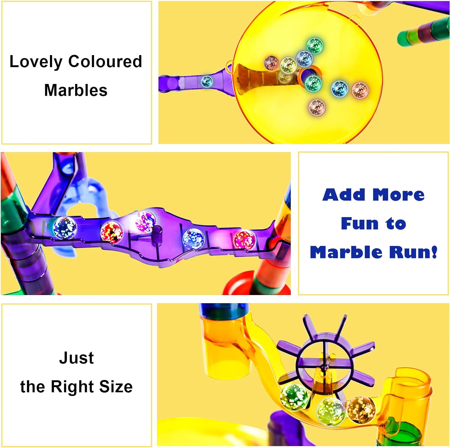 Ben & Bel Glow in The Dark Glass Balls - 10 Pack Multi Coloured Spotted Balls for Ball Circuits, DIY Projects or Home Decor