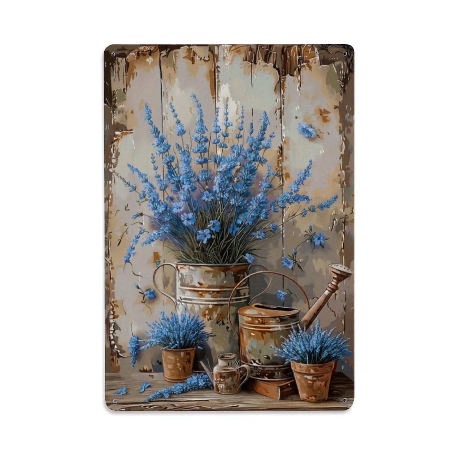 Vintage Flower Bunch Centaurea Pastoral Aesthetics Metal Tin Sign