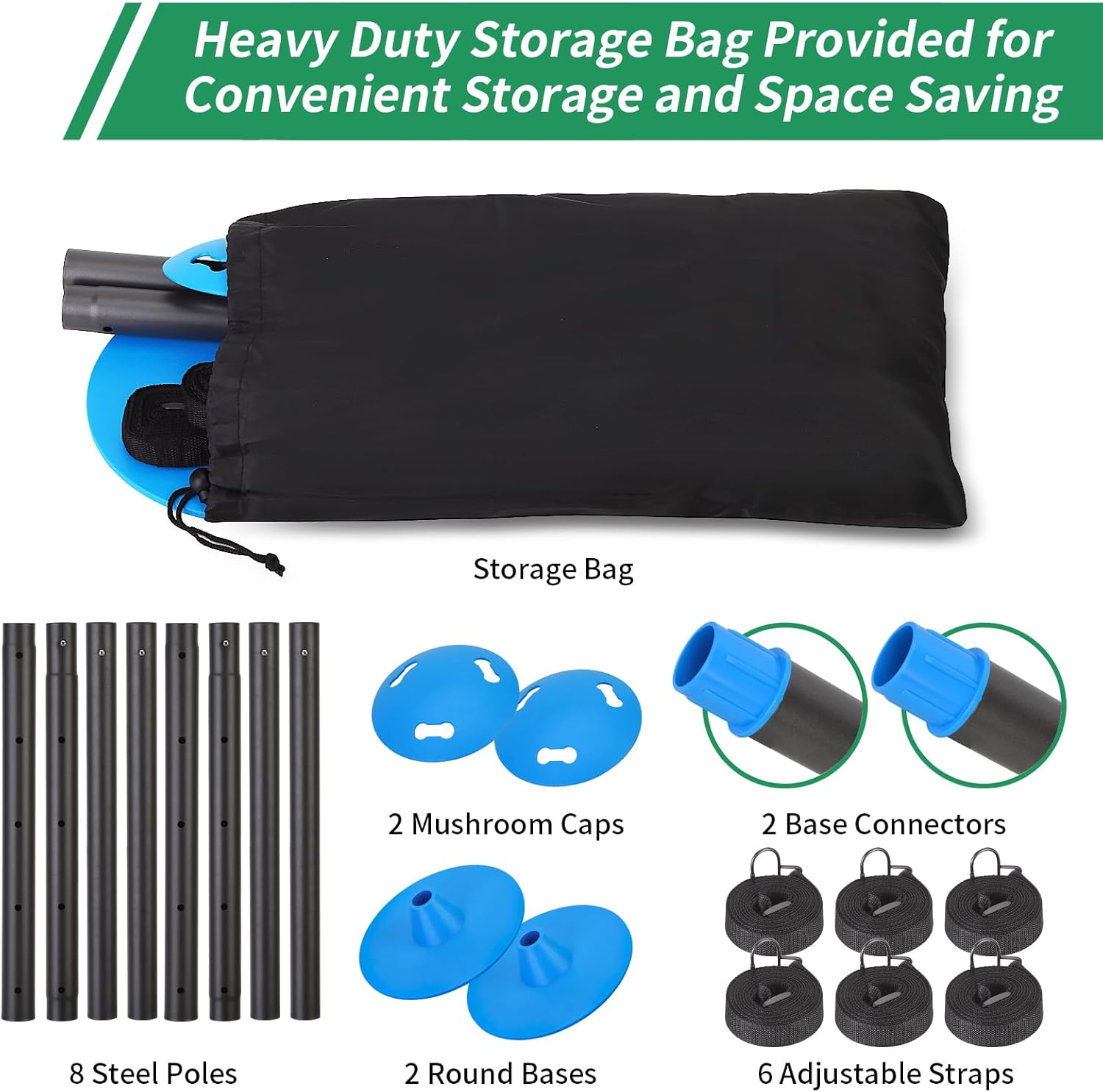 Windproof Boat Cover Support Pole System 2 Pcs with 8 Adjustable Heights Telescoping Steel Furniture Cover Support Poles 18"-57" with Straps Storage Bag