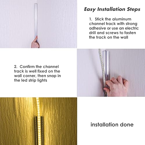 Miniatura 4 de Shine Decor Tira de luz blanca única ProSelect Lite y Eco de 3.3 pies1M de canal de aluminio, tiras de iluminación de esquina de pared en forma de V