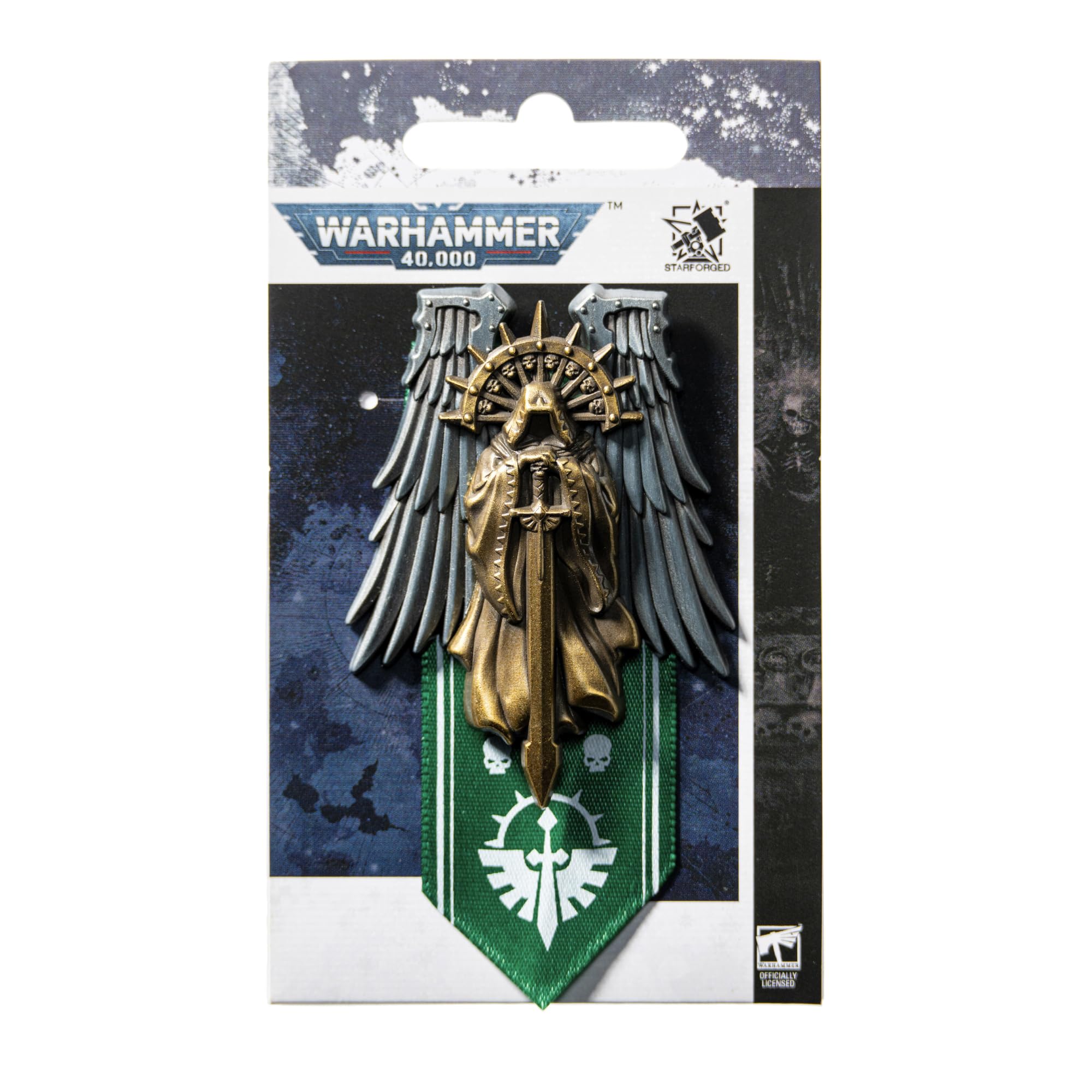 Starforged Warhammer 40K Dark Angels Seal of Duty Emble of Inner Circle Broszka, mała, stal stopowa, bez kamienia szlachetnego