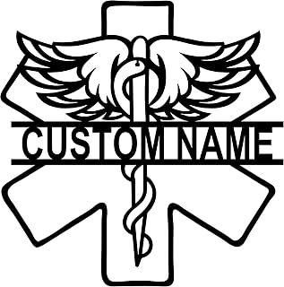 Customizable EMS Star of Life Metal Wall Art with Wings, Medical Symbol Wall Decor