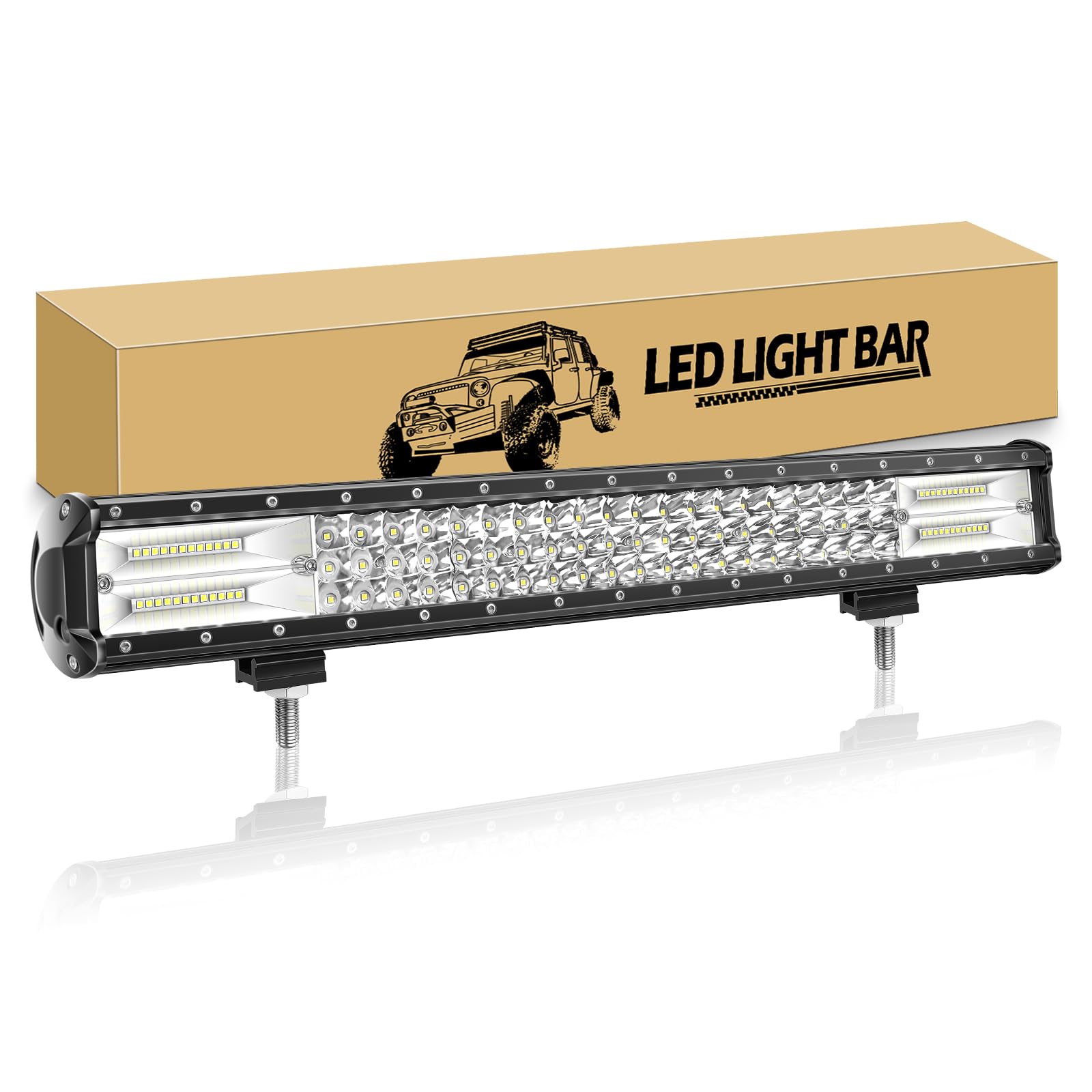 RIGIDON 59cm 324W Barre Lumineuse LED de Travail, 12V 24V Rampe Barre de Led 4x4, IP67 etanche Barre d'éclairage led pour Offroad Véhicules Voiture Camions Tracteur,6000K feu antibrouillard