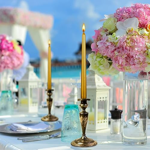 Miniatura 3 de Wrcevtor Juego de 4 velas cónicas de 10 pulgadas, 7.5 horas de combustión limpia, sin perfume, para bodas, fiestas, decoración del hogar y ocasiones