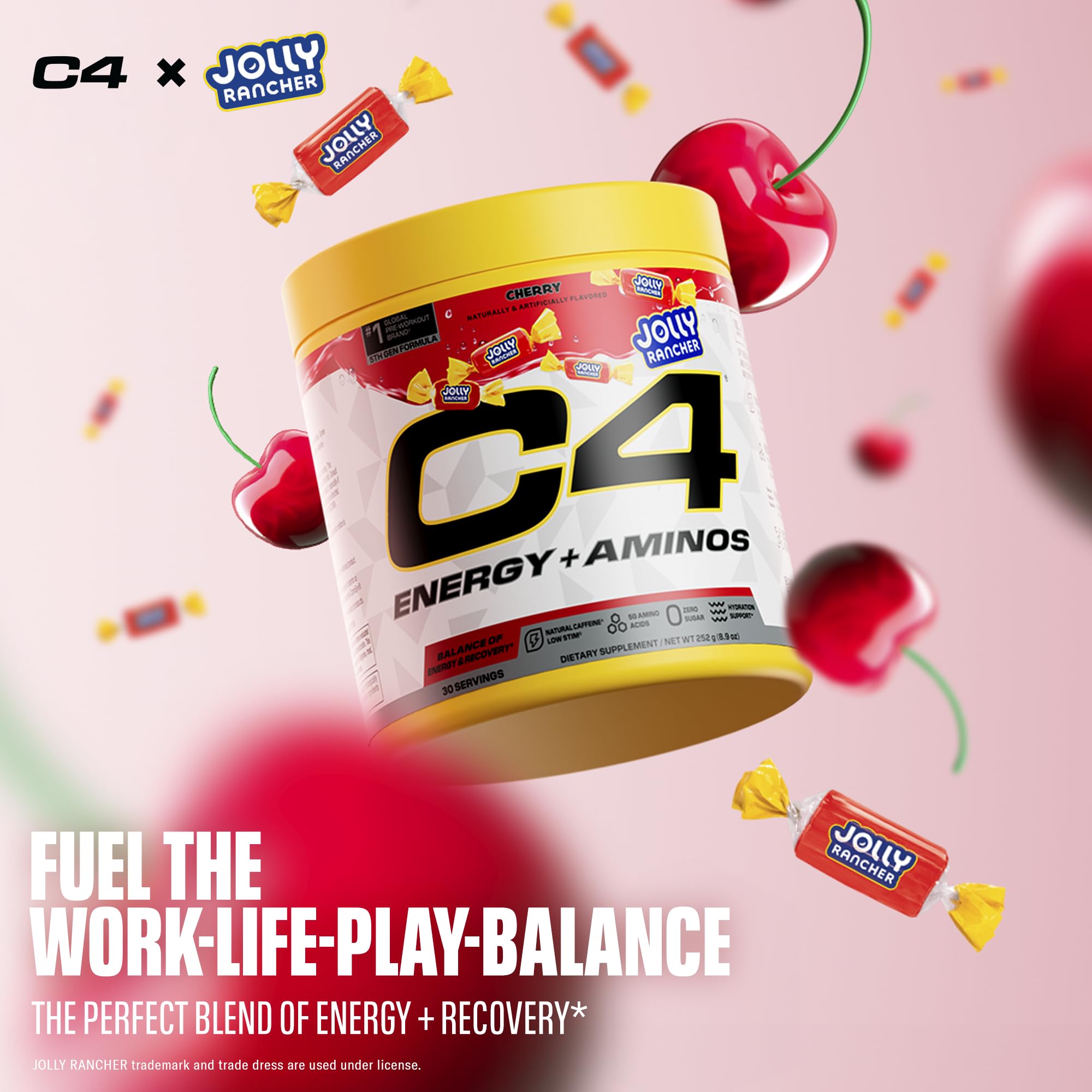 C4 Energy + Aminos Powder, Jolly Rancher Cherry, 30 Servings — Amazon image 5