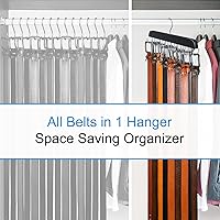 Vista 6 de Percha de cinturón para armario Max 42 cinturones, accesorios de armario de madera resistente con 14 ganchos, organizador de cinturón