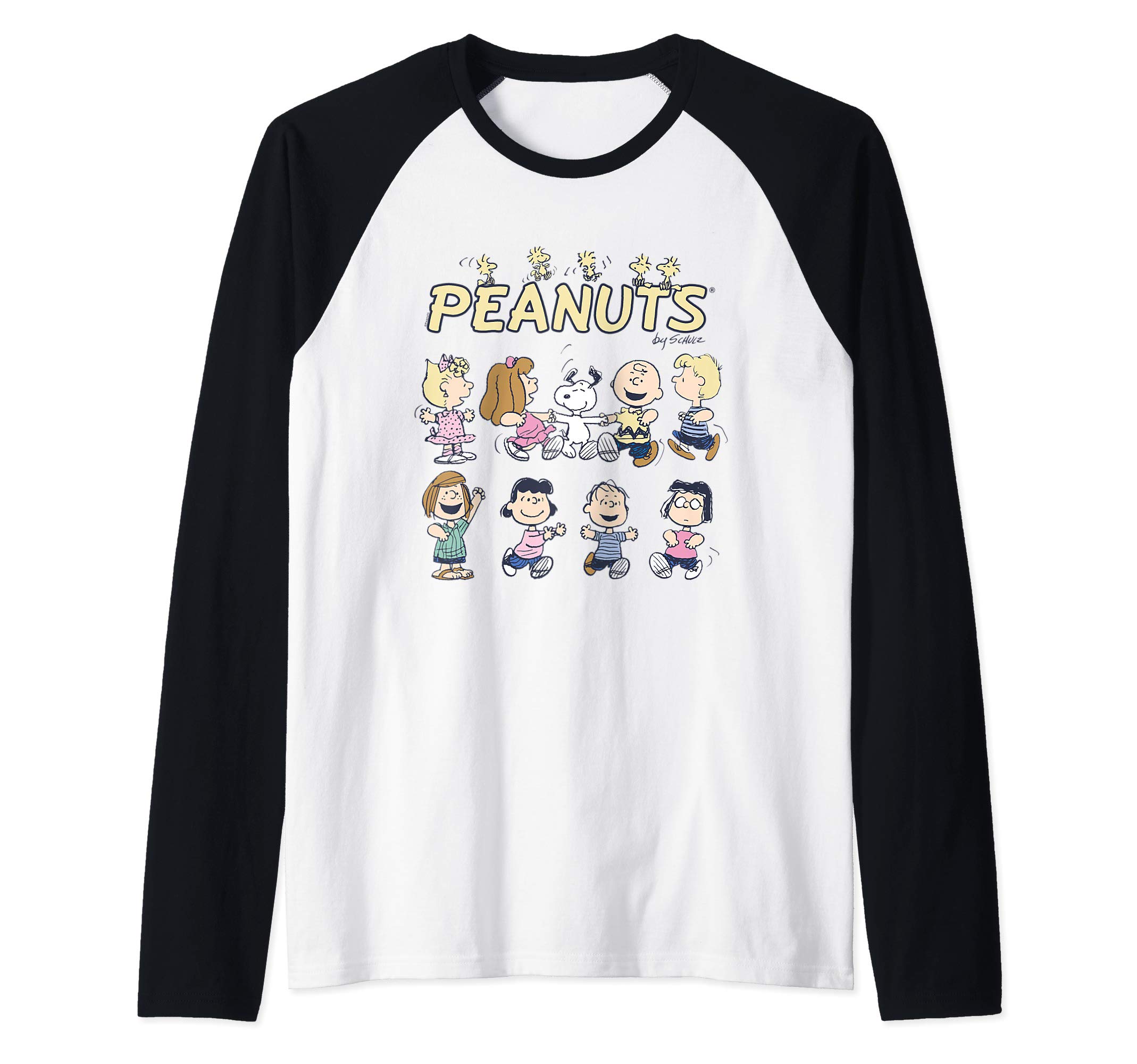 PeanutsSnoopy and friends dancing Raglan Baseball TeeOEKO-TEX STANDARD 100