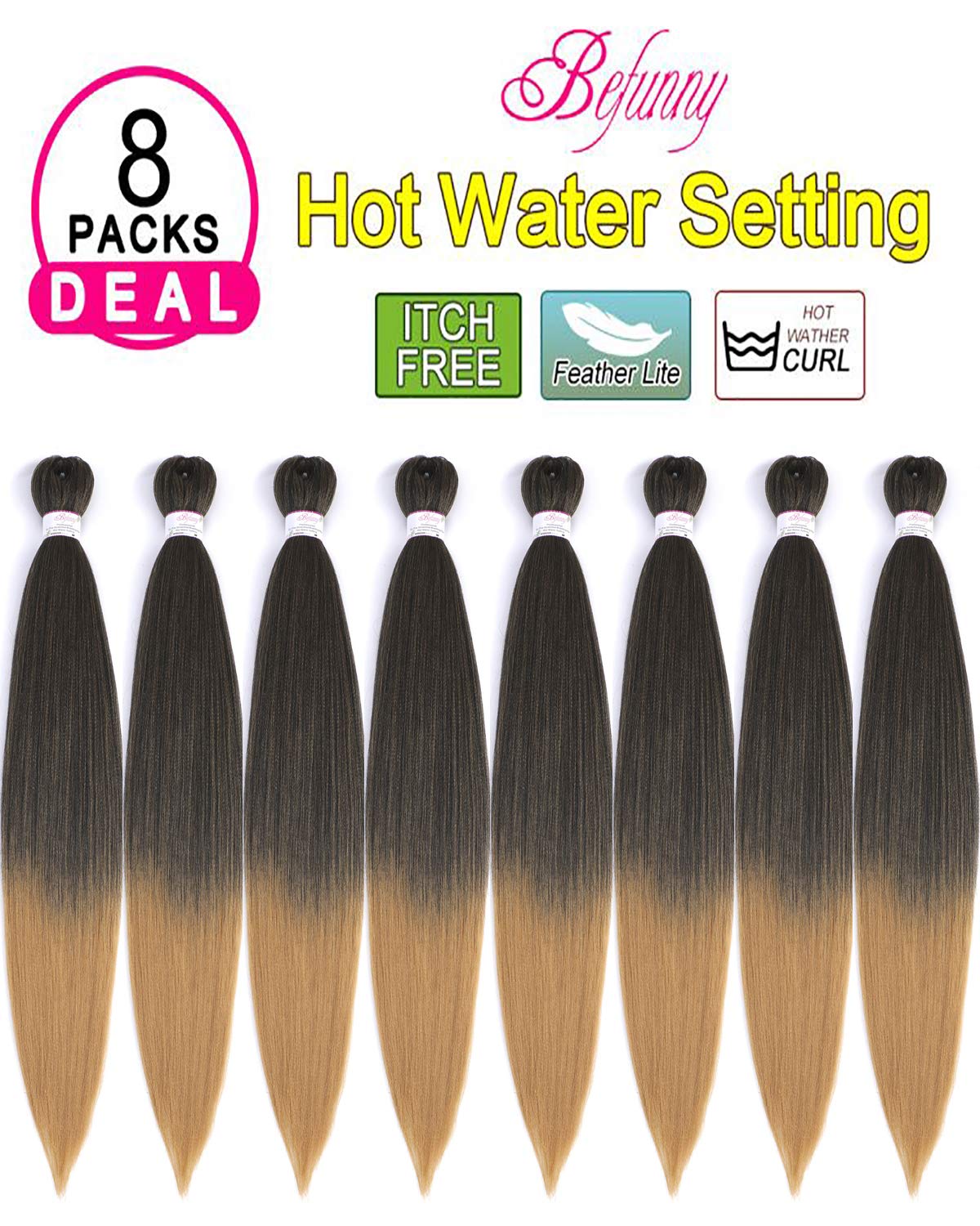 Buy Braiding Hair,8 Packs 24Inch Pre Stretched Braiding Hair