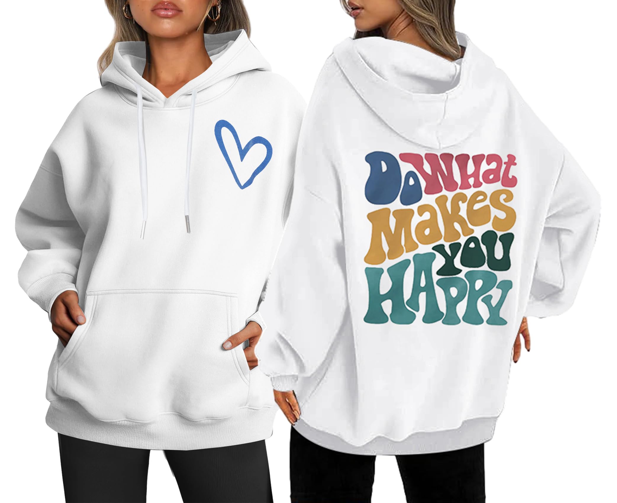 BANGELYDo What Make You Happy Pullover Hoodie Women Y2K Slogan Letter Graphic Inspirational Sweatshirt Tops