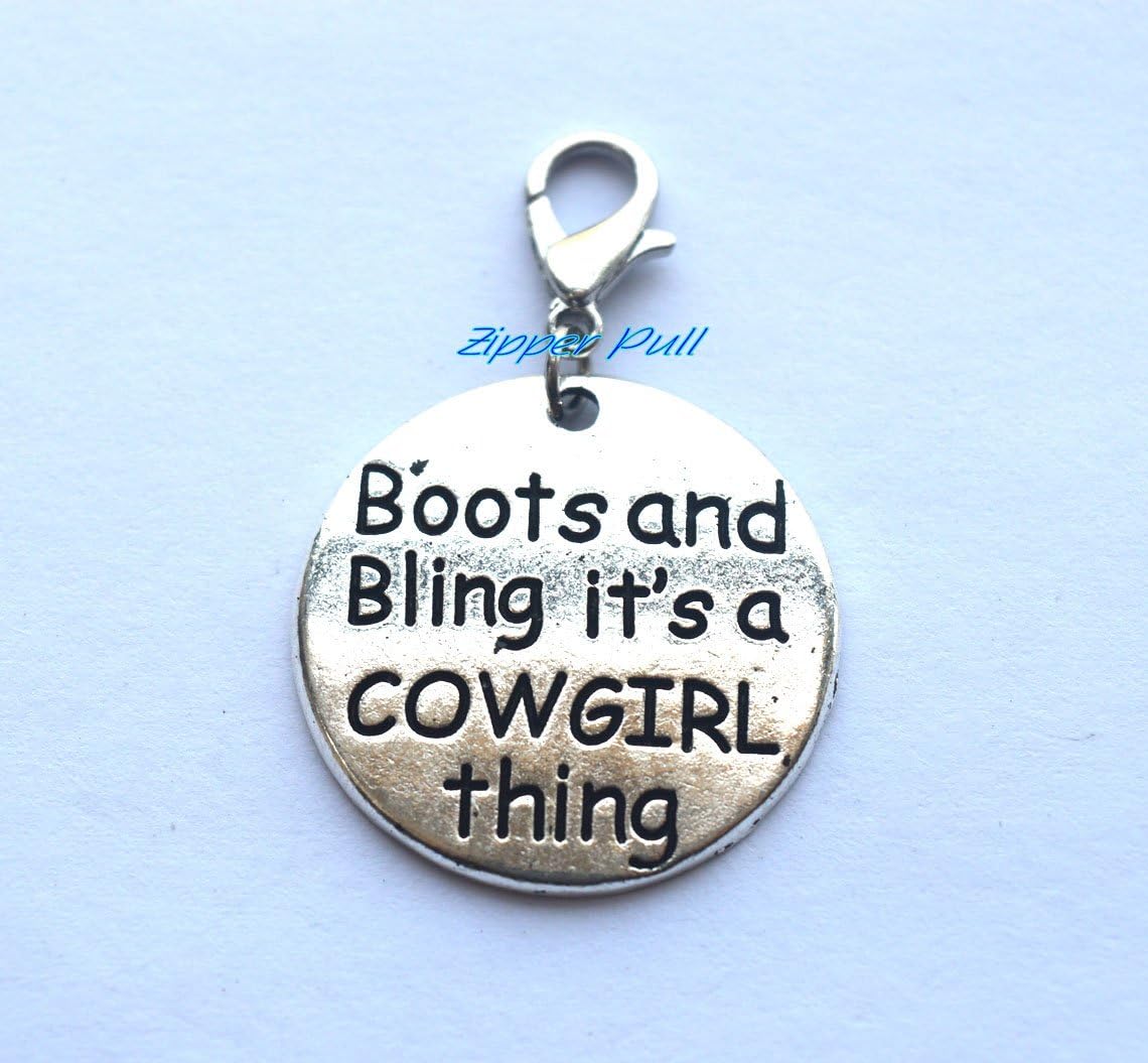 Boot and Bling it`s a Cowgirl Thing Handmade Zipper Pull,Charm, Planner