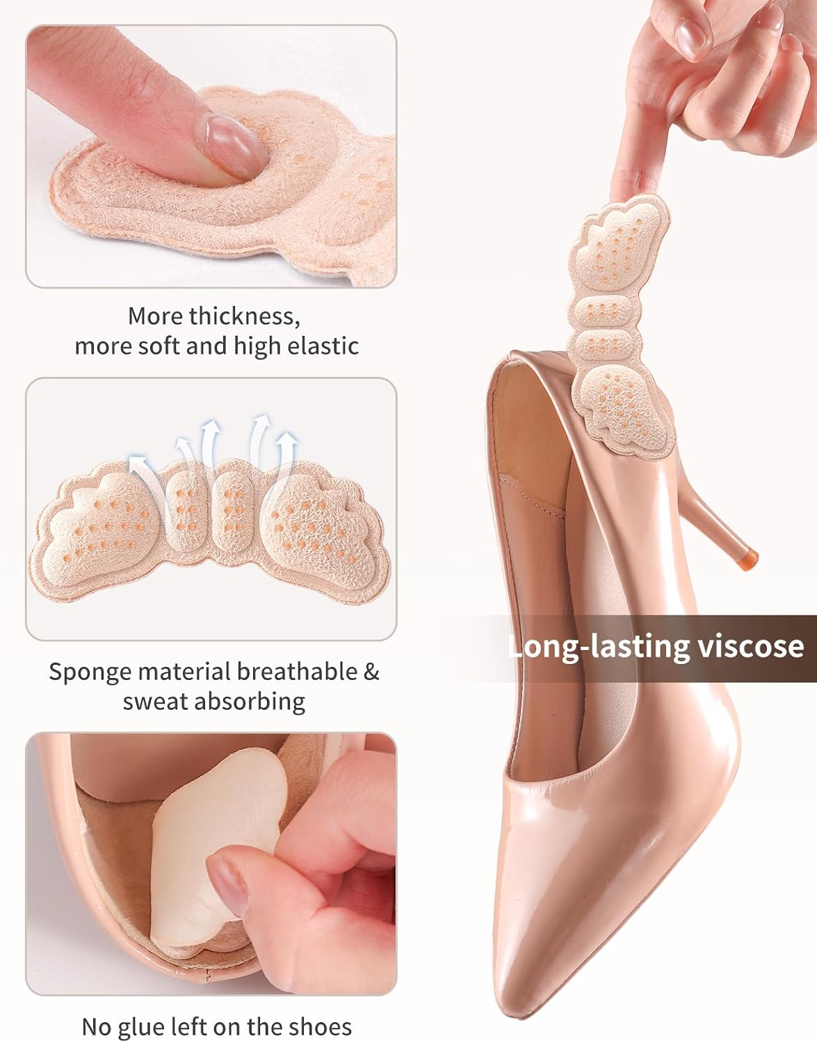 6 Pairs Heel Pads for Shoes: Heel Grips for Women Men - Heel Cushion Pads Heel Inserts for Shoe Too Big - Ultra Soothing Heel Protectors for Heel Pain Heel Slipping Blisters Friction