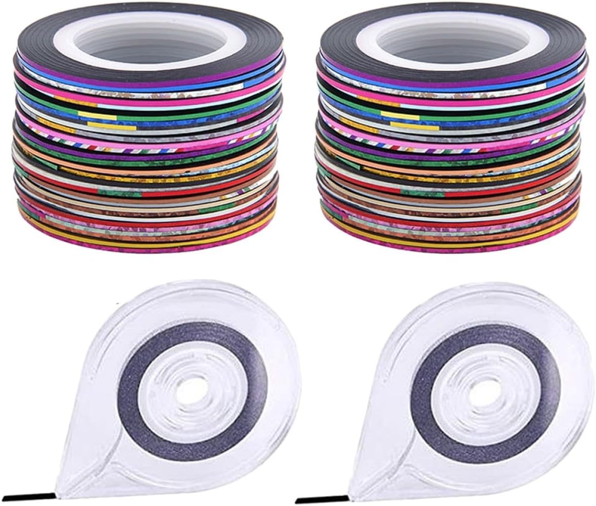 Striping Tape Nail Art Stickers 62pcs 30 Colors Adhesive Tape Lines with Storage Box for Manicure Gel Polish Nail Decoration