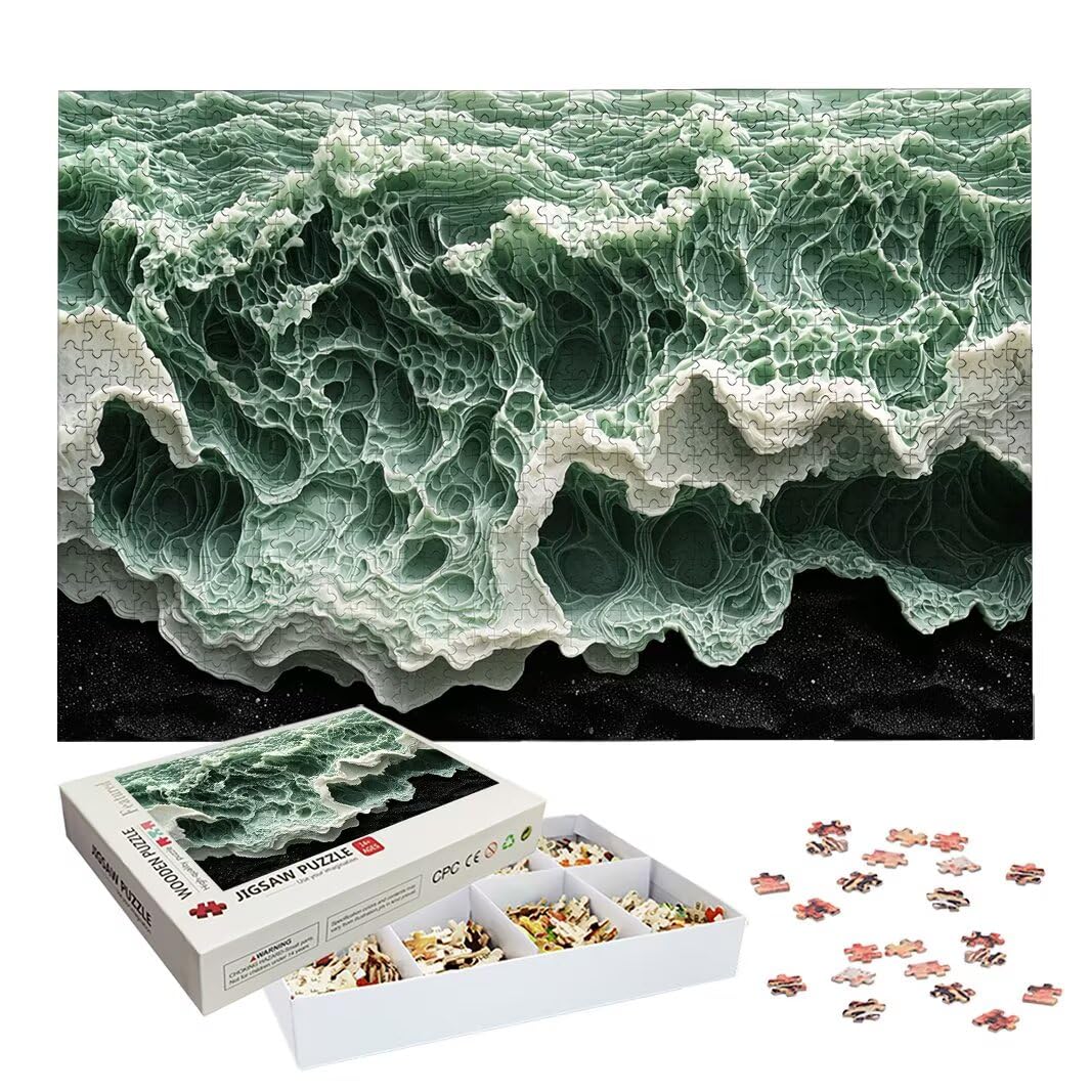 Puzzle 2000 Piezas, Puzzle Ondas de Madera para Adultos, Regalos -2588