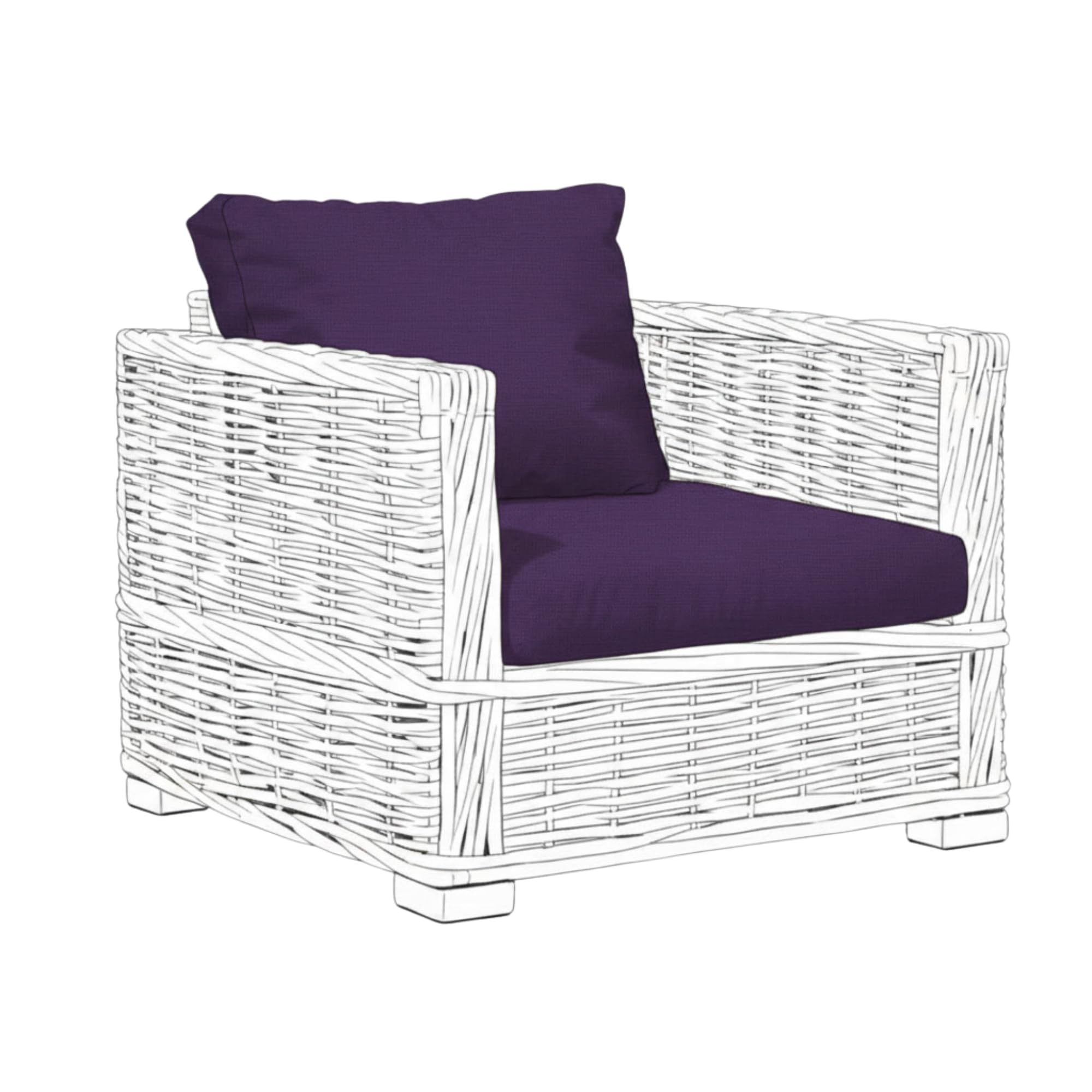 Kosiproducts Replacement Rattan Cushion Seat Cushions Garden Patio Furniture [Purple, 1 Seat + 1 Cushion] - Furntiure Not Included