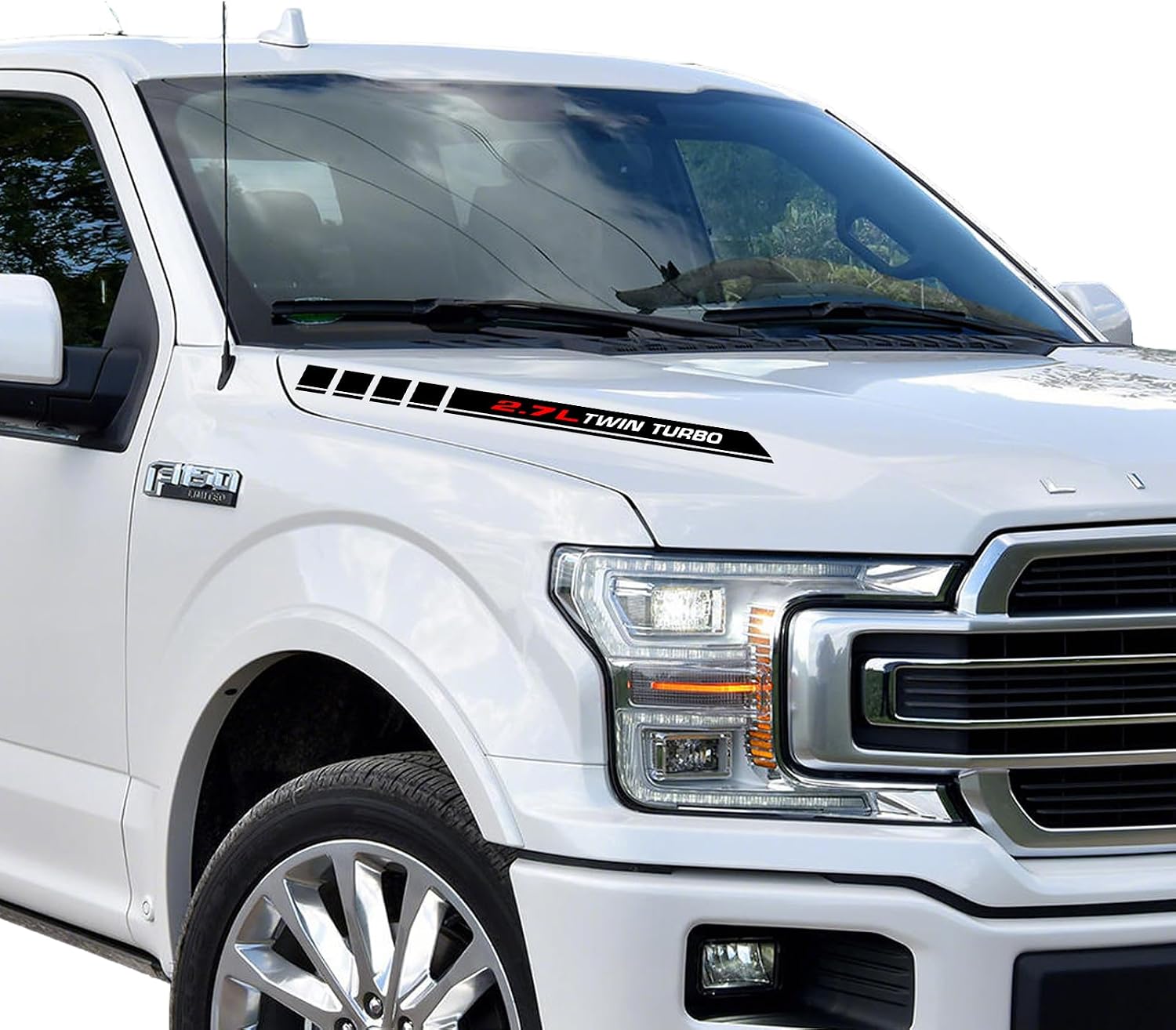 2.7L Twin Turbo Pickup Truck Engine Hood Decals Emblem for Ford F-150 Ecoboost V6 2Pcs (2.7 L)