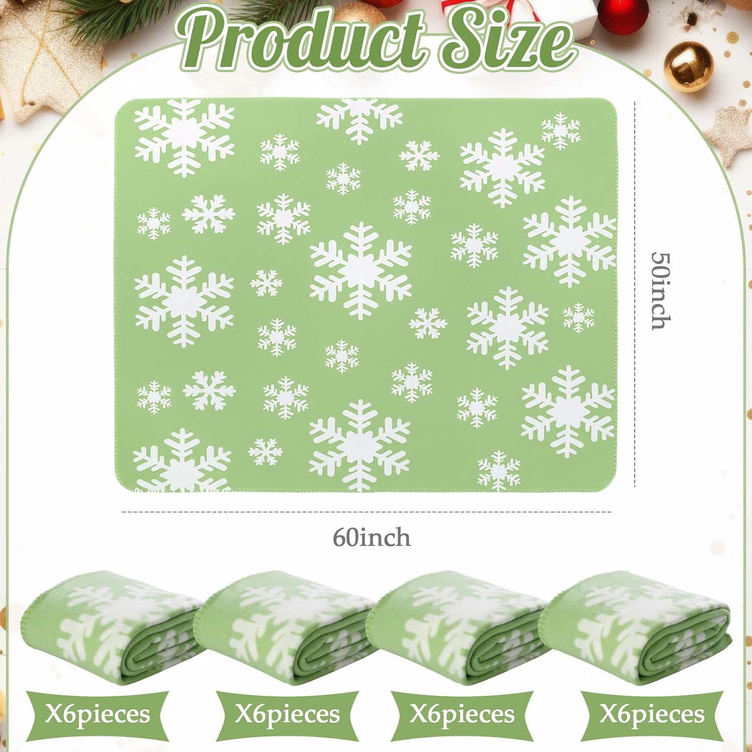 Christmas Snowflake Throw Blankets Bulk 50 x 60 Inch Xmas Winter Holiday Soft Cozy Fleece Blanket for Home Bedding Couch Chair and Homeless Gift Theme Home Decor (Sage Green)