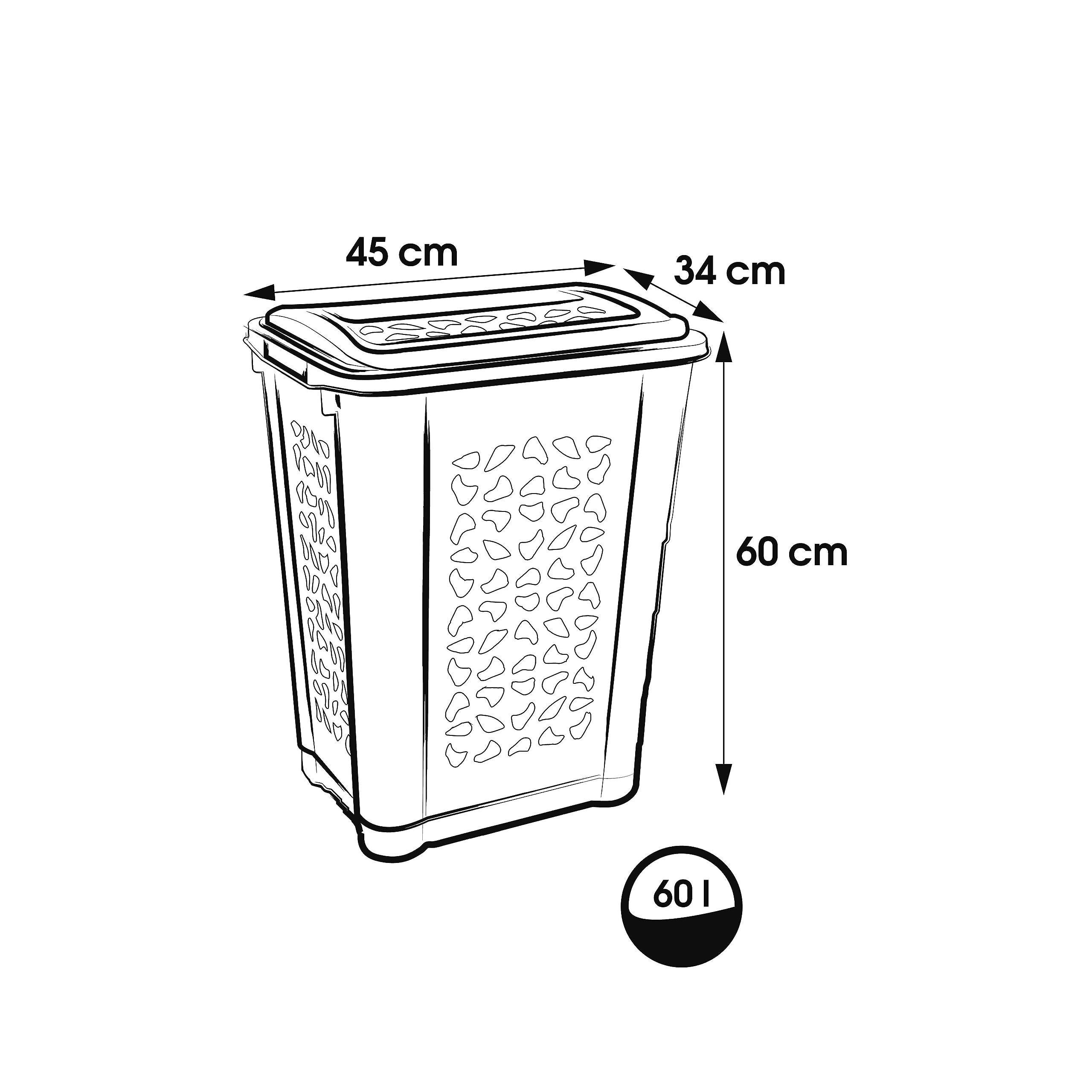 keeeper Cesto per la Biancheria con Fessura e Coperchio Integrato, Permeabile all'Aria, 60 L, Per, Nordic Grey (Grigio)