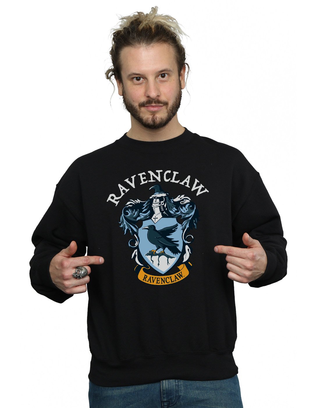 Absolute Cult Men's Black Harry Potter Ravenclaw Crest Sweatshirt Large