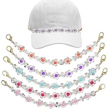 5PCS Trucker Hat Chains - Decorative Beaded Flower Charms for DIY Hat Jewelry-Accessories Detachable Chains for Womens Baseball Caps and Mesh Golf Cap White