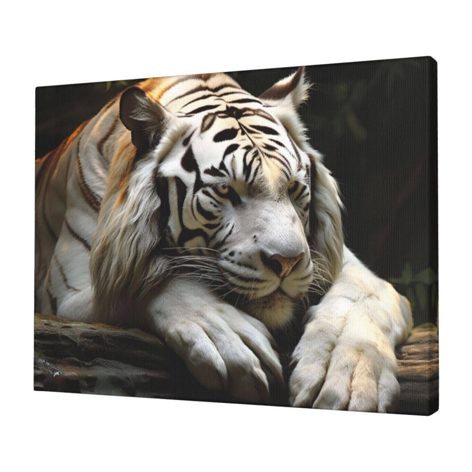FodPand Canvas Wall Art for Living Room Wall Decor 12"x16" Modern Artwork Painting Pictures Hanging Canvas Prints Lying Tiger Aesthetic Wall Art for Bedroom Bathroom Office Wallart Decor