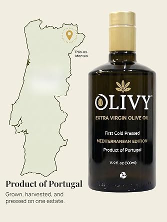 Olivy Extra Virgin Olive Oil 500ml, Portuguese DOP Tras-os-Montes, High Polyphenol Drinking Olive Oil, Single Estate Early Harvest Cold Pressed, 0.11% Acidity, 439mg/kg Polyphenols