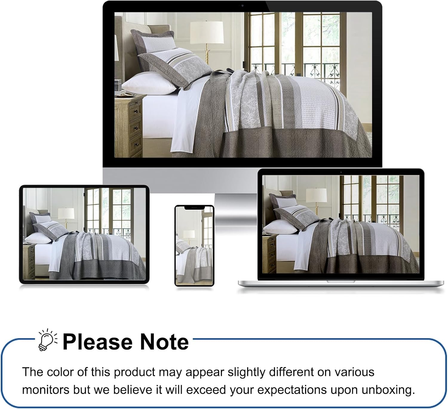 100% Cotton Oversized King Size Bedspread 120"x120" - Farmhouse Lightweight Cal King Quilt with 2 Pillowshams, Reversible Modern Striped Quilted Bed Coverlet for All Season, 3Pcs, Brown - Image 8