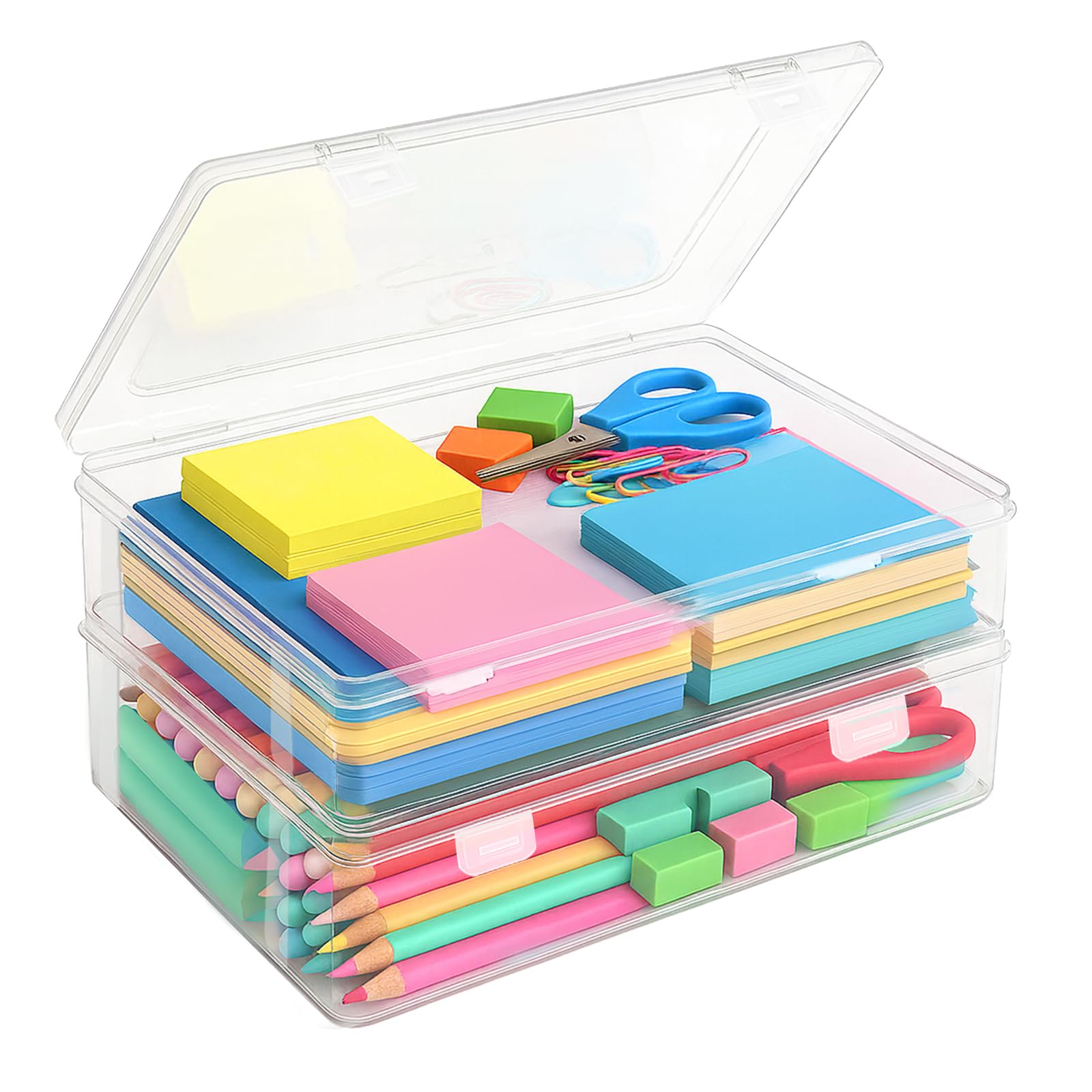 2 pezzi Scatola Porta Documenti con Coperchio,B5 Scatole Plastica con Coperchio,Impilabili,per Organizzare Documenti,Materiale Artistico,Materiale per il Bricolage(27x19.5x5cm)
