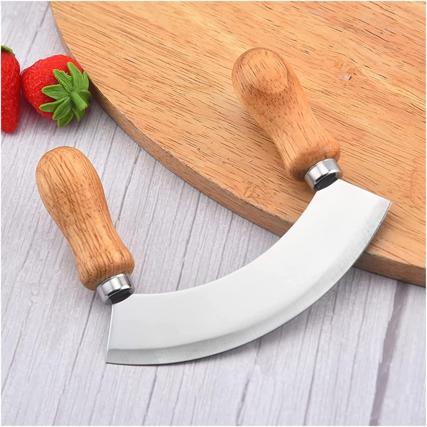 Bread Slicing Guide Pizza Cutter Stainless Steel with Case Double Handle Pizza Divider Knife Pastry Pasta Dough Tools for Kitchen Baking Cutting (Color : Acaciawood)