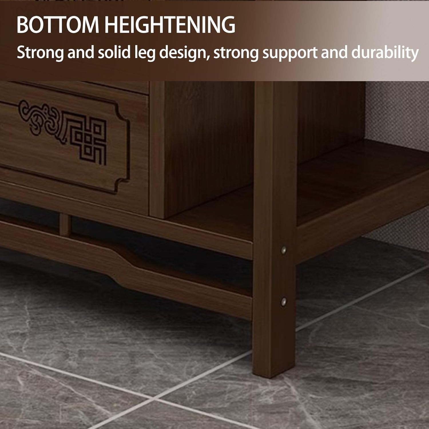 Bamboo Personal Shrine Altar Table, Pedestal Offering Table with Storage,Chinese Cabinet Pedestal Meditation Table, Vintage Buddha Niche for Family Spiritual Use(120cm/47.2in)