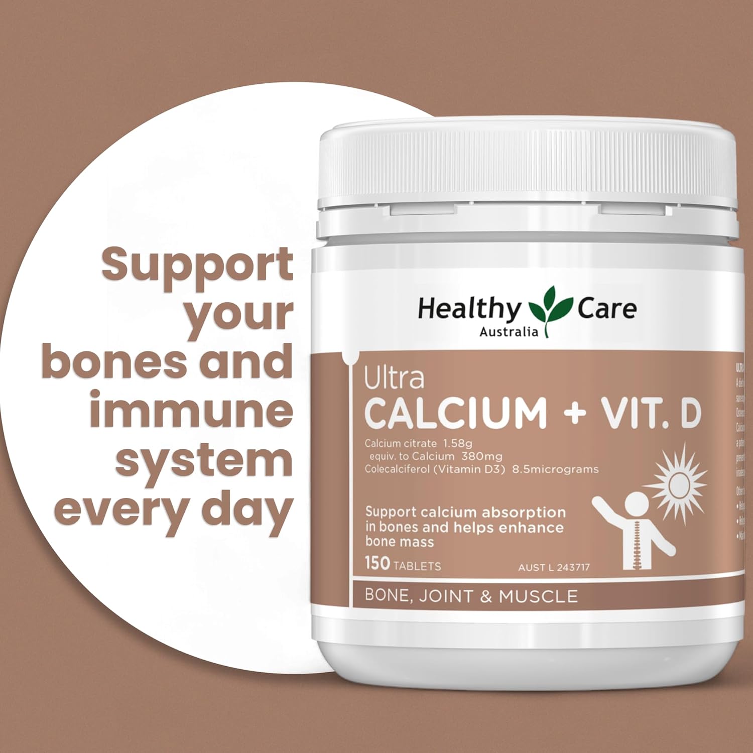 Healthy Care Ultra Calcium Plus Vitamin D 150 Tablets