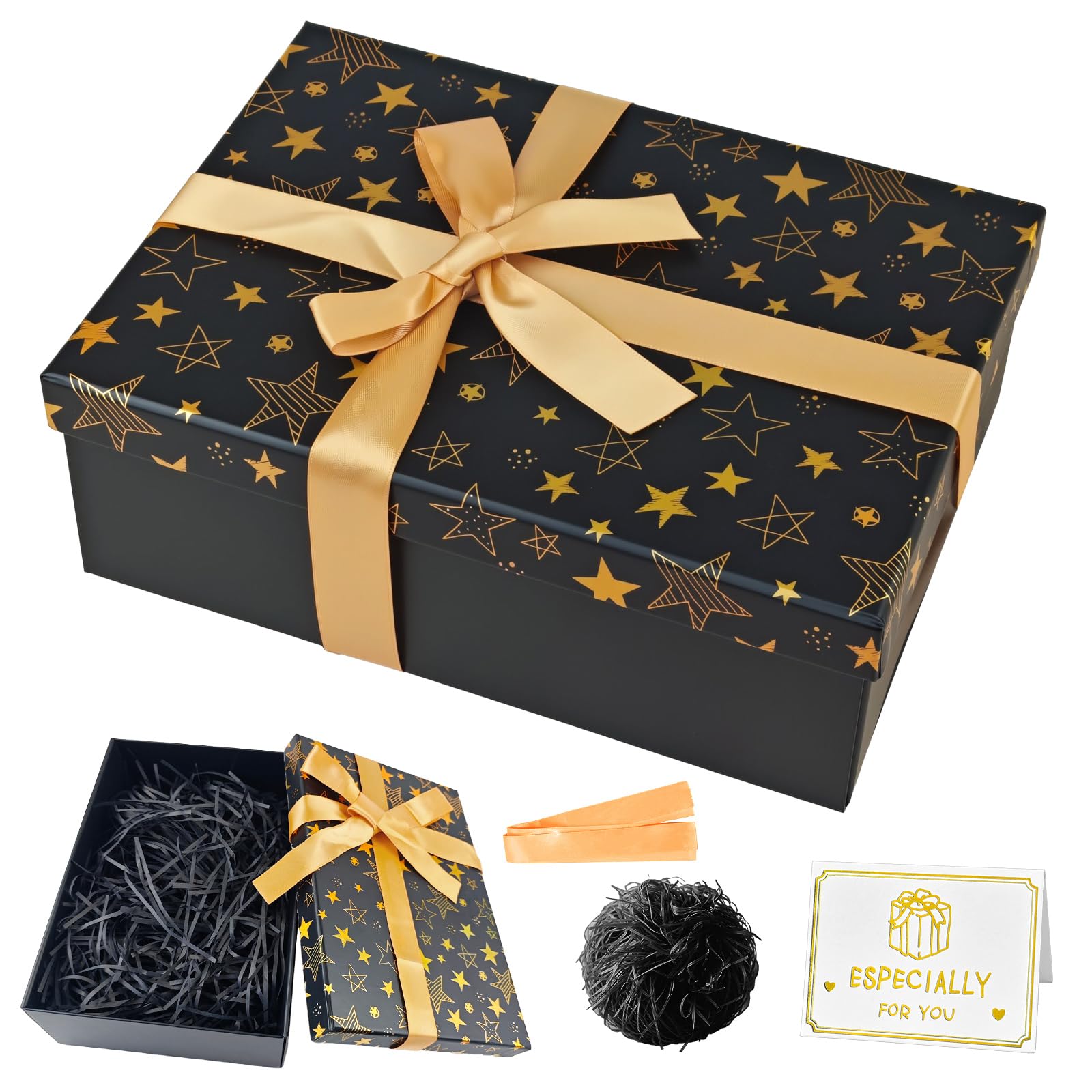 Black Gift Box 25x18x8.5cm Luxury Gift Box with Magnetic Lids for Presents