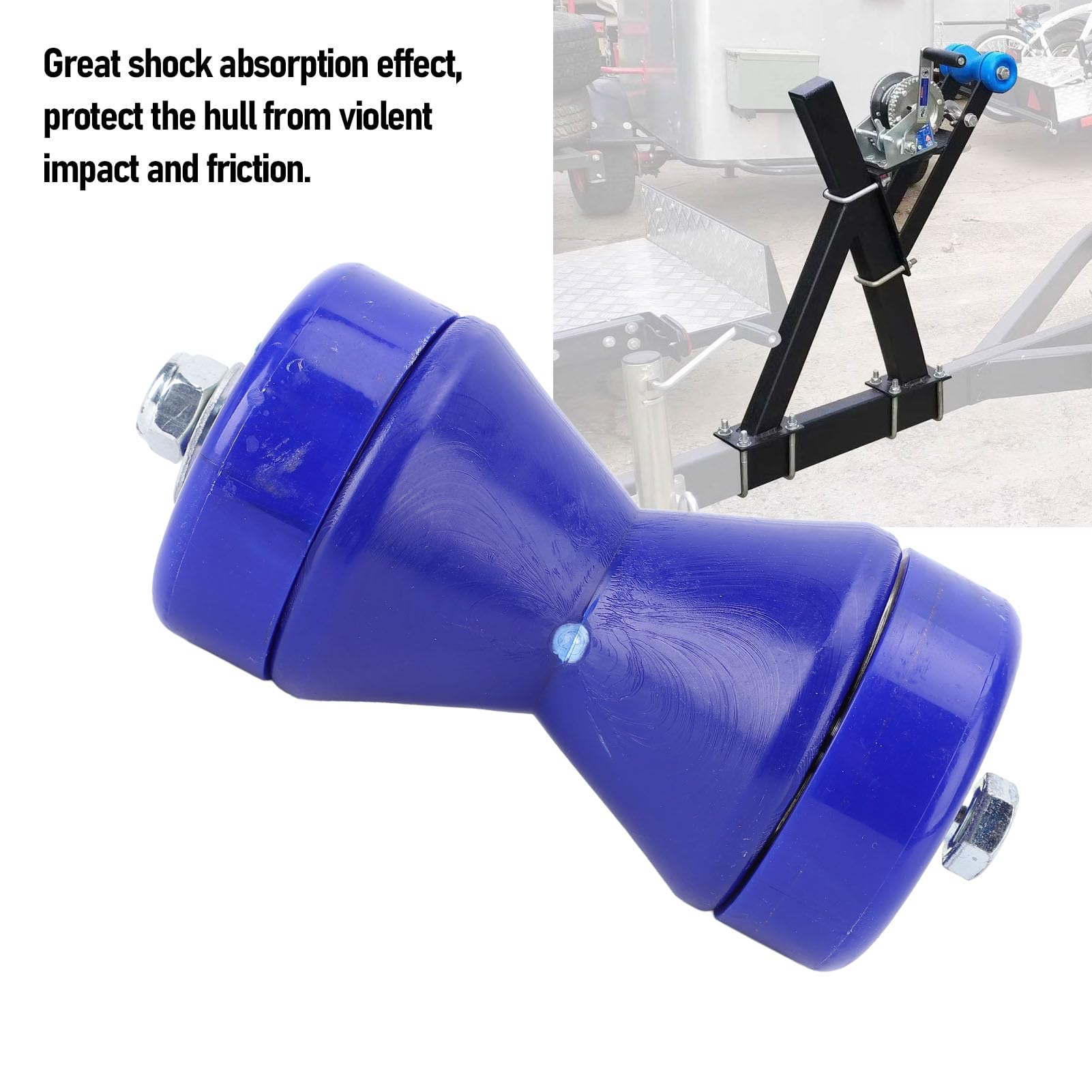 aqxreight 90mm Boat Trailer Bow Roller - Shock Absorbing Wearproof PVC Bow Stop Roller for Safe Trailer Transport and | Impact Resist Blue