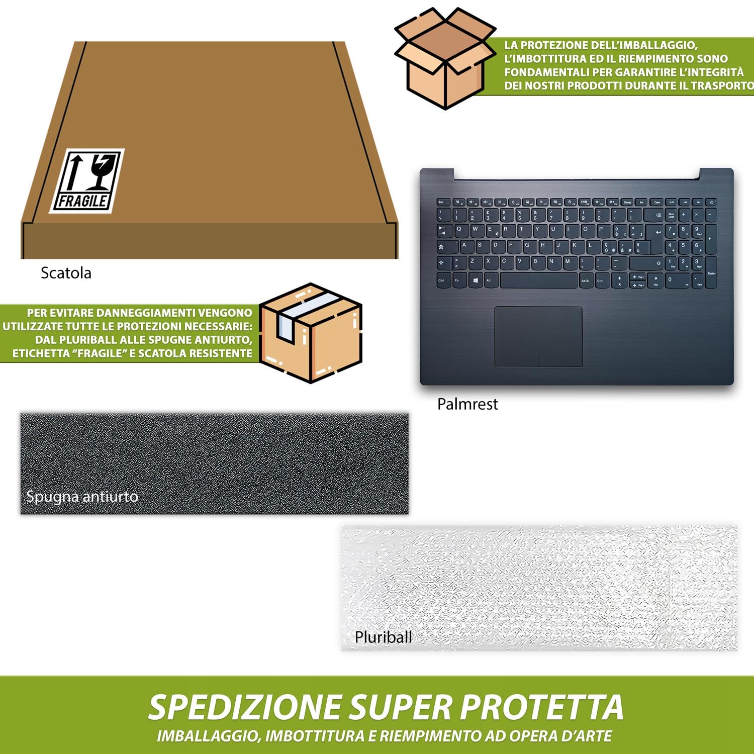 new net - Top case Palmrest con tastiera compatibile con Lenovo IdeaPad 330-15AST (Type 81D6) [Frame Grigio (Iron Grey) - con touchpad, speaker e connettore SSD - Layout ITA]