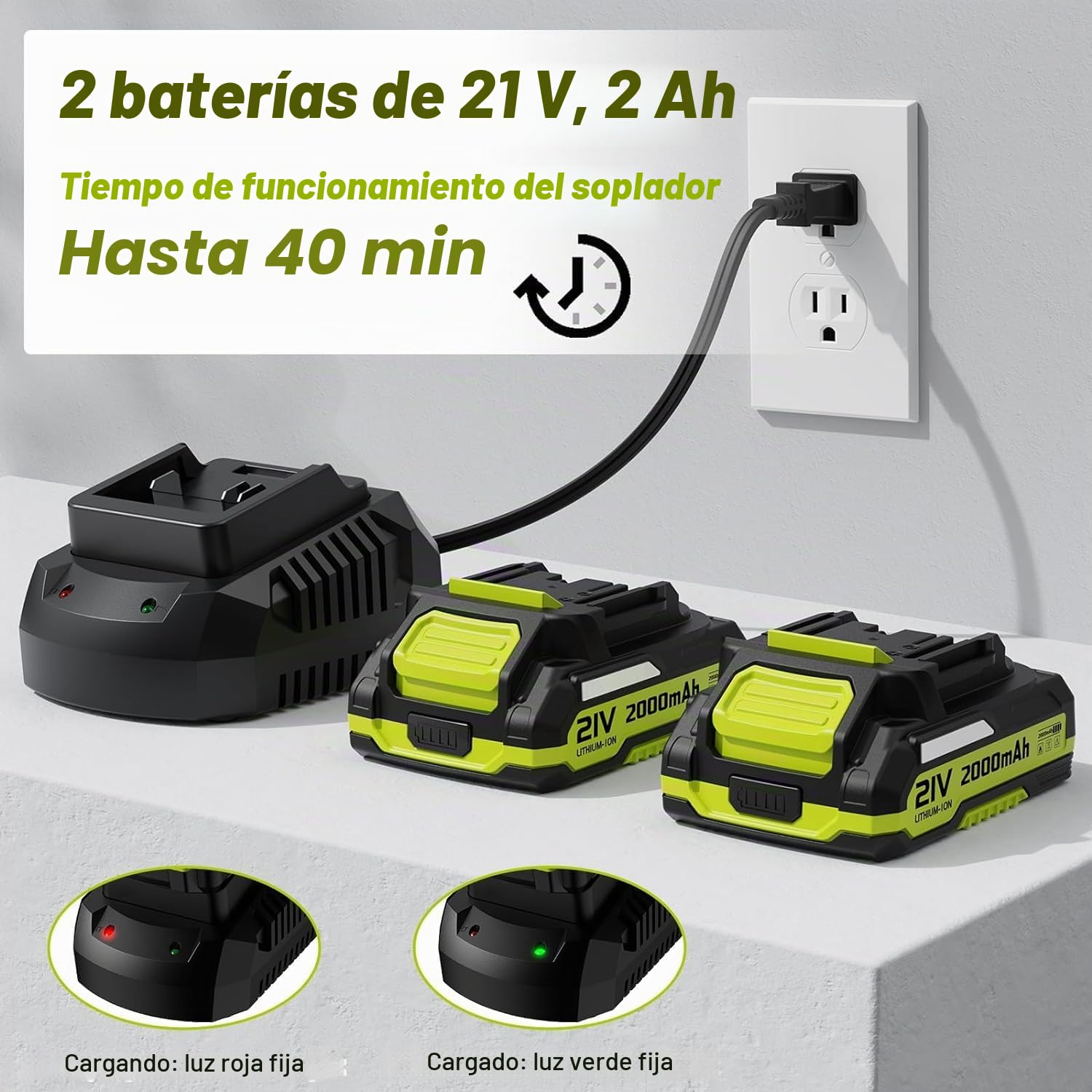 Soplador de Hojas inalámbrico de 3000 W, 150 mph Soplador de Hoja con batería y Cargador, Ligero, Herramienta para jardín/Techo (Amarillo) (B)
