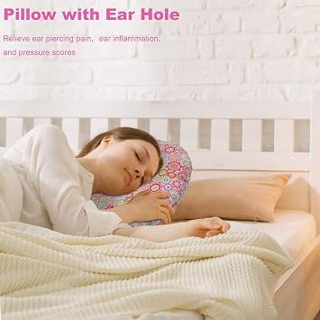 Ear Piercing Pillow, Ear Pillow with Hole Side Sleepers, Donut Pillow for Ear Piercing, Pillow with a Hole for Ear, O-Shaped Pillow for Sleeping Guard, CNH Piercing Pillow Donut